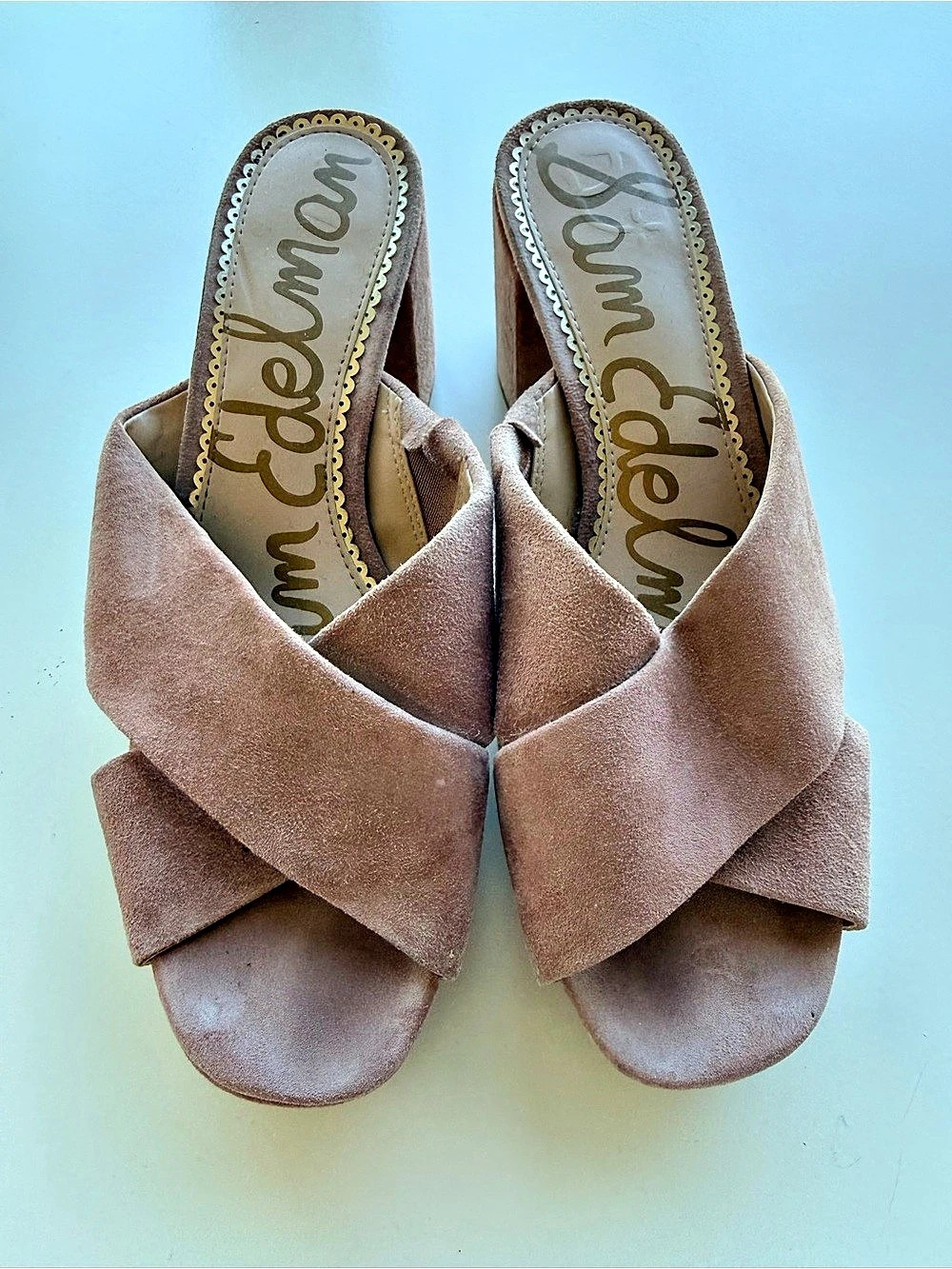 Sam Edelman Pink Cross Strap Block Heel Sandals